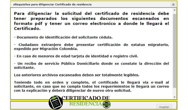 certificado de residencia documentos para solicitarlo en linea