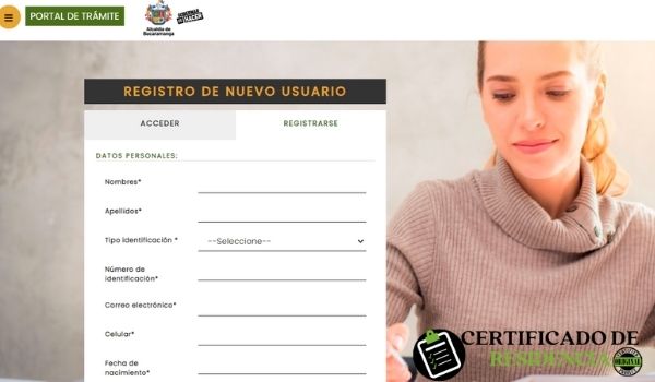 certificado de residencia en Bucaramanga registro