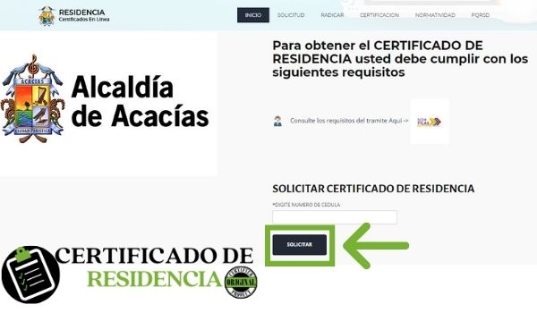 solicitus del certificado de residencia en acacias